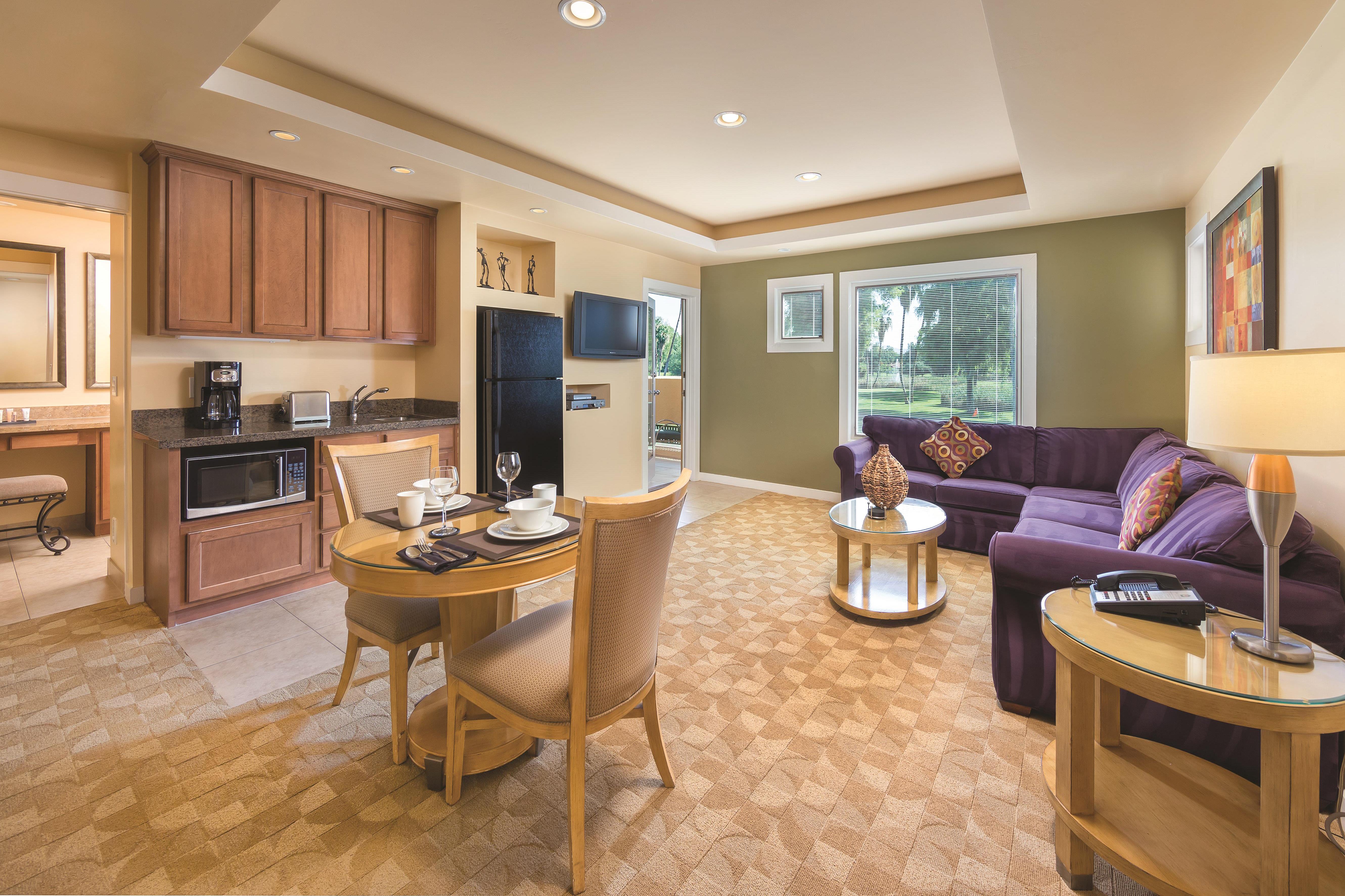 Guest room at the Club Wyndham Orange Tree Resort in Scottsdale, Arizona